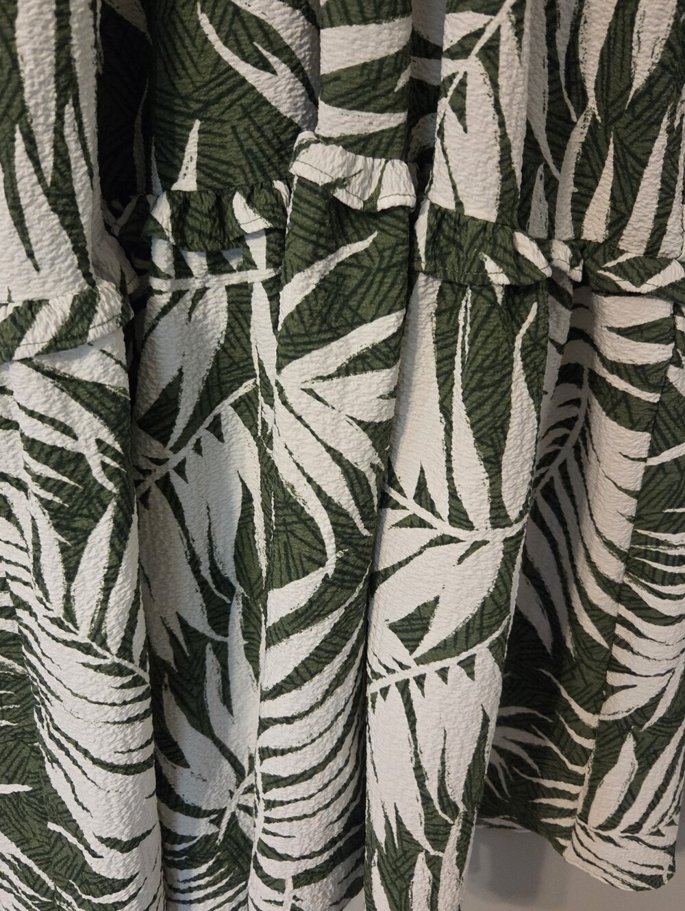 Sofia Jeans Women's Green/White Tropical Print Maxi Dress Pockets Sz L Milkmaid - Picture 5 of 8